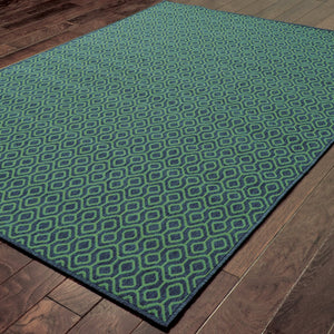 Oriental Weavers Meridian Indoor/Outdoor Area Rug - Vibrant Geometric Patterns For A Stunning Home Transformation Navy,Green Polypropylene M1634q110170st