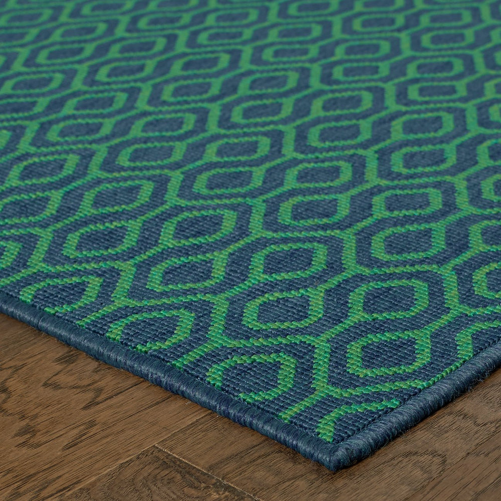 Oriental Weavers Meridian Indoor/Outdoor Area Rug - Vibrant Geometric Patterns For A Stunning Home Transformation Navy,Green Polypropylene M1634q110170st