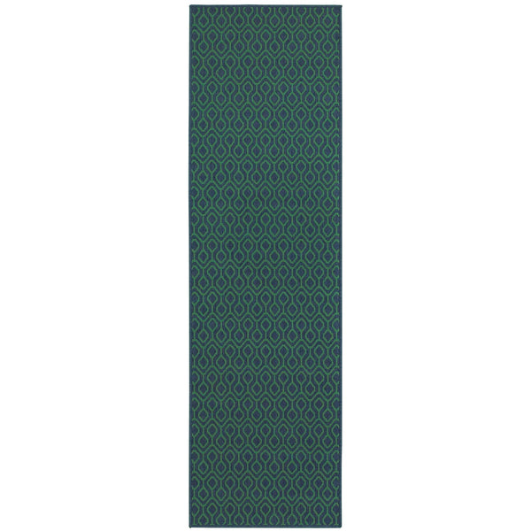 Oriental Weavers Meridian Indoor/Outdoor Area Rug - Vibrant Geometric Patterns For A Stunning Home Transformation Navy,Green Polypropylene M1634q068230st