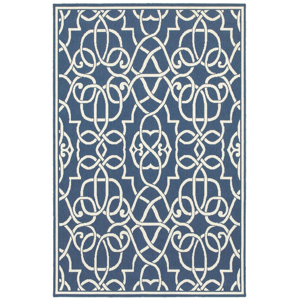 Oriental Weavers Meridian Indoor/Outdoor Area Rug - Vibrant Geometric Patterns In Tricolor Yarn For Stylish Spaces Navy,Ivory Polypropylene M2205b110170st