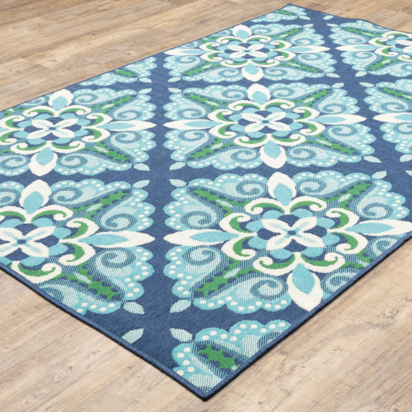 Oriental Weavers Meridian Indoor/Outdoor Area Rug With Vibrant Hues And Geometric Patterns For Stylish Spaces Blue,Green Polypropylene M2206b160230st