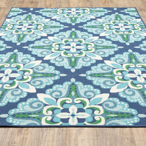 Oriental Weavers Meridian Indoor/Outdoor Area Rug With Vibrant Hues And Geometric Patterns For Stylish Spaces Blue,Green Polypropylene M2206b160230st