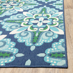 Oriental Weavers Meridian Indoor/Outdoor Area Rug With Vibrant Hues And Geometric Patterns For Stylish Spaces Blue,Green Polypropylene M2206b160230st