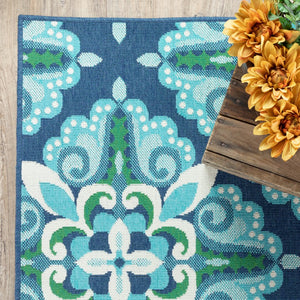 Oriental Weavers Meridian Indoor/Outdoor Area Rug With Vibrant Hues And Geometric Patterns For Stylish Spaces Blue,Green Polypropylene M2206b160230st