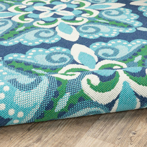 Oriental Weavers Meridian Indoor/Outdoor Area Rug With Vibrant Hues And Geometric Patterns For Stylish Spaces Blue,Green Polypropylene M2206b160230st