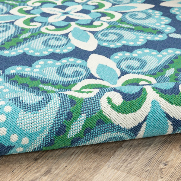 Oriental Weavers Meridian Indoor/Outdoor Area Rug With Vibrant Hues And Geometric Patterns For Stylish Spaces Blue,Green Polypropylene M2206b160230st