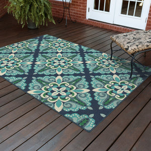 Oriental Weavers Meridian Indoor/Outdoor Area Rug With Vibrant Hues And Geometric Patterns For Stylish Spaces Blue,Green Polypropylene M2206b160230st