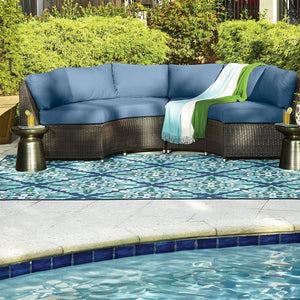 Oriental Weavers Meridian Indoor/Outdoor Area Rug With Vibrant Hues And Geometric Patterns For Stylish Spaces Blue,Green Polypropylene M2206b160230st