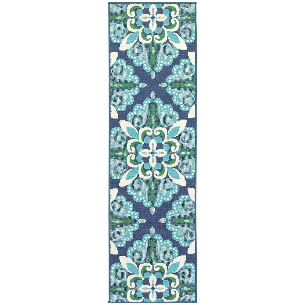 Oriental Weavers Meridian Indoor/Outdoor Area Rug With Vibrant Hues And Geometric Patterns For Stylish Spaces Blue,Green Polypropylene M2206b068230st