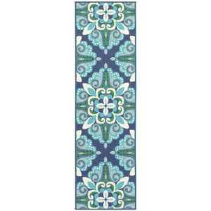 Oriental Weavers Meridian Indoor/Outdoor Area Rug With Vibrant Hues And Geometric Patterns For Stylish Spaces Blue,Green Polypropylene M2206b068230st