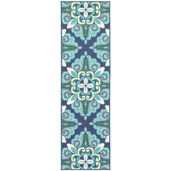 Oriental Weavers Meridian Indoor/Outdoor Area Rug With Vibrant Hues And Geometric Patterns For Stylish Spaces Blue,Green Polypropylene M2206b068230st