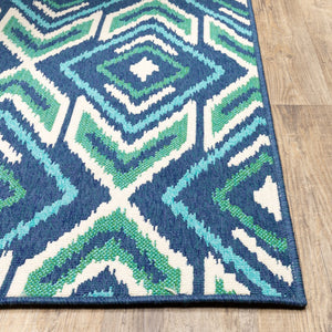 Oriental Weavers Meridian Indoor/Outdoor Area Rug - Vibrant Geometric Patterns For Stylish Home Or Patio Decor Navy,Green Polypropylene M2209b240330st
