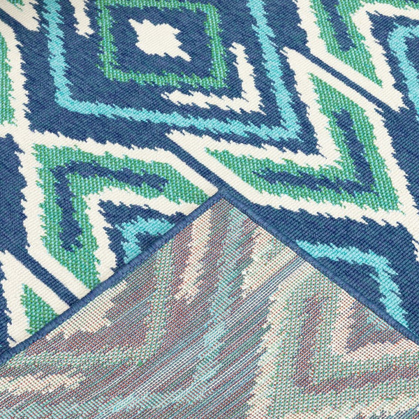 Oriental Weavers Meridian Indoor/Outdoor Area Rug - Vibrant Geometric Patterns For Stylish Home Or Patio Decor Navy,Green Polypropylene M2209b240330st