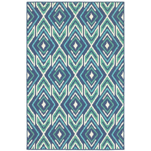 Oriental Weavers Meridian Indoor/Outdoor Area Rug - Vibrant Geometric Patterns For Stylish Home Or Patio Decor Navy,Green Polypropylene M2209b240330st
