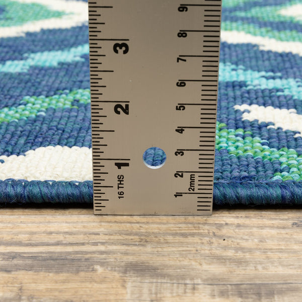 Oriental Weavers Meridian Indoor/Outdoor Area Rug - Vibrant Geometric Patterns For Stylish Home Or Patio Decor Navy,Green Polypropylene M2209b240330st
