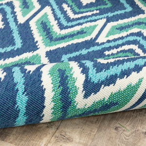 Oriental Weavers Meridian Indoor/Outdoor Area Rug - Vibrant Geometric Patterns For Stylish Home Or Patio Decor Navy,Green Polypropylene M2209b240330st