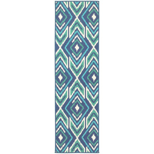 Oriental Weavers Meridian Indoor/Outdoor Area Rug - Vibrant Geometric Patterns For Stylish Home Or Patio Decor Navy,Green Polypropylene M2209b068230st