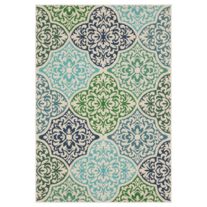 Oriental Weavers Meridian Vibrant Indoor/Outdoor Area Rug Featuring Geometric Patterns And Classic Stripes Design Blue,Green Polypropylene M4266l259396st