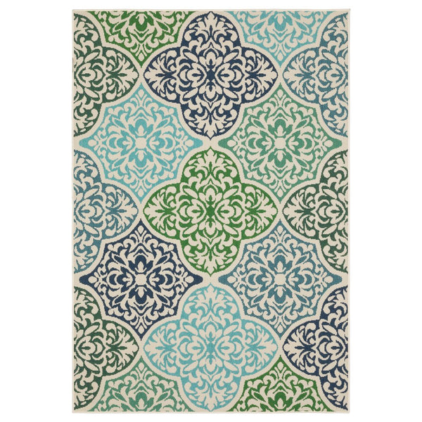 Oriental Weavers Meridian Vibrant Indoor/Outdoor Area Rug Featuring Geometric Patterns And Classic Stripes Design Blue,Green Polypropylene M4266l259396st