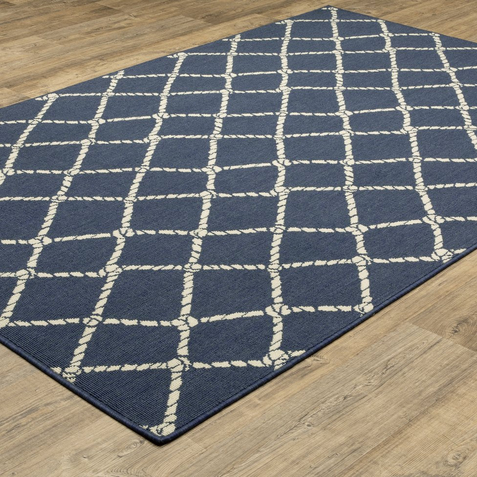 Oriental Weavers Meridian Vibrant Navy/Ivory Indoor/Outdoor Area Rug - Transform Your Space With Style And Color Navy,Ivory Polypropylene M4295b200290st