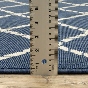 Oriental Weavers Meridian Navy Rope Lattice Runner Rug 2'3"X7'6" – Coastal Indoor/Outdoor Low-Profile, Fade-Resist M4295B068230ST