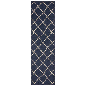 Oriental Weavers Meridian Navy Rope Lattice Runner Rug 2'3"X7'6" – Coastal Indoor/Outdoor Low-Profile, Fade-Resist M4295B068230ST