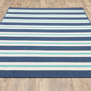 Oriental Weavers Meridian Indoor/Outdoor Area Rug – Vibrant Geometric Patterns In Stunning Hues For Any Space Blue,Ivory Polypropylene M5701b110170st