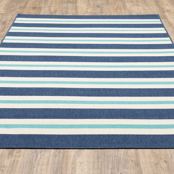 Oriental Weavers Meridian Indoor/Outdoor Area Rug – Vibrant Geometric Patterns In Stunning Hues For Any Space Blue,Ivory Polypropylene M5701b110170st