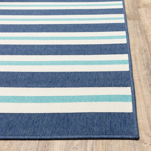 Oriental Weavers Meridian Indoor/Outdoor Area Rug – Vibrant Geometric Patterns In Stunning Hues For Any Space Blue,Ivory Polypropylene M5701b110170st