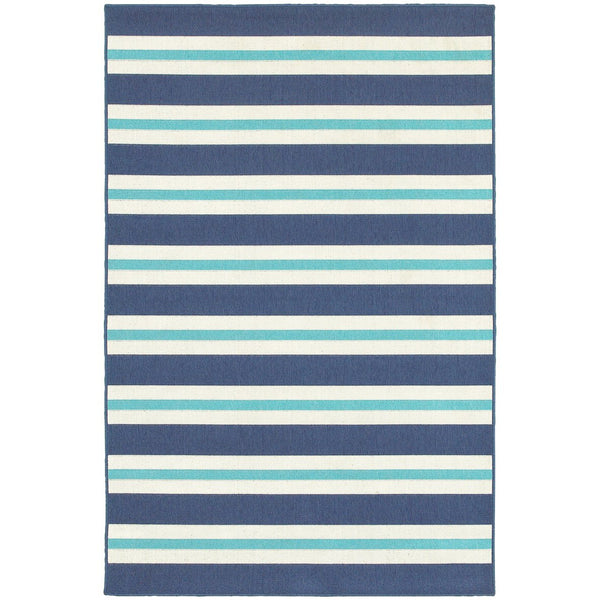 Oriental Weavers Meridian Indoor/Outdoor Area Rug – Vibrant Geometric Patterns In Stunning Hues For Any Space Blue,Ivory Polypropylene M5701b110170st