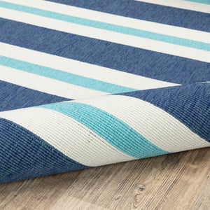 Oriental Weavers Meridian Indoor/Outdoor Area Rug – Vibrant Geometric Patterns In Stunning Hues For Any Space Blue,Ivory Polypropylene M5701b110170st
