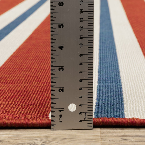 Oriental Weavers Meridian Vibrant Indoor/Outdoor Area Rug – Transform Your Space With Stunning Geometric Patterns Red,Blue Polypropylene M5701r240rdst