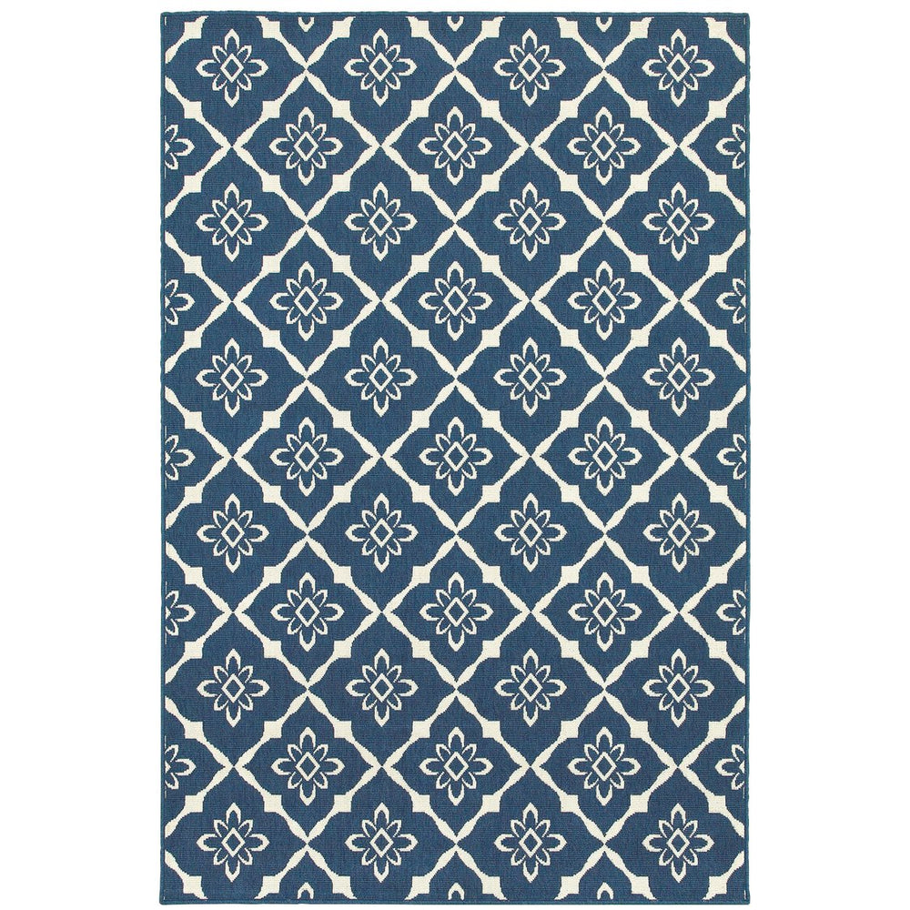 Oriental Weavers Meridian Vibrant Indoor/Outdoor Area Rug - Transform Spaces With Stunning Geometric Patterns And Colors Navy,Ivory Polypropylene M5703b056086st