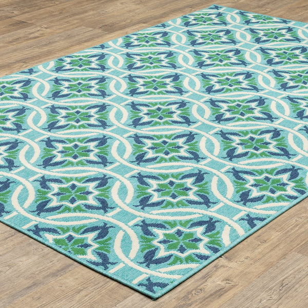 Oriental Weavers Meridian Vibrant Indoor/Outdoor Area Rug With Geometric Patterns For Stunning Home Décor Appeal Blue,Green Polypropylene M5868l240330st