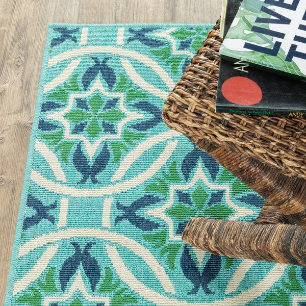 Oriental Weavers Meridian Vibrant Indoor/Outdoor Area Rug With Geometric Patterns For Stunning Home Décor Appeal Blue,Green Polypropylene M5868l240330st