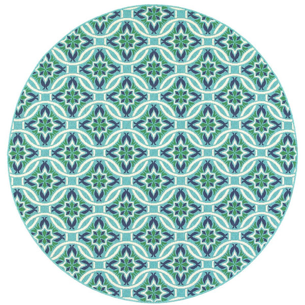 Oriental Weavers Meridian Vibrant Indoor/Outdoor Area Rug With Geometric Patterns For Stunning Home Décor Appeal Blue,Green Polypropylene M5868l240rdst