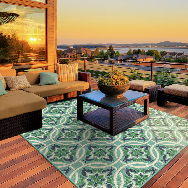 Oriental Weavers Meridian Vibrant Indoor/Outdoor Area Rug With Geometric Patterns For Stunning Home Décor Appeal Blue,Green Polypropylene M5868l240330st