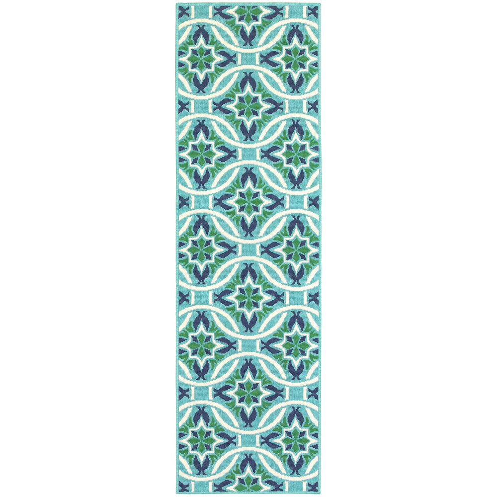 Oriental Weavers Meridian Vibrant Indoor/Outdoor Area Rug With Geometric Patterns For Stunning Home Décor Appeal Blue,Green Polypropylene M5868l068230st