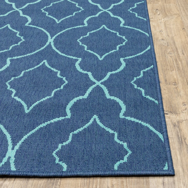 Oriental Weavers Meridian Vibrant Indoor/Outdoor Area Rug – Transform Your Space With Stylish Geometric Patterns Navy,Blue Polypropylene M7541b200290st