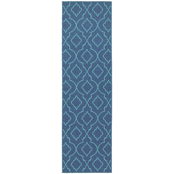 Oriental Weavers Meridian Vibrant Indoor/Outdoor Area Rug – Transform Your Space With Stylish Geometric Patterns Navy,Blue Polypropylene M7541b068230st