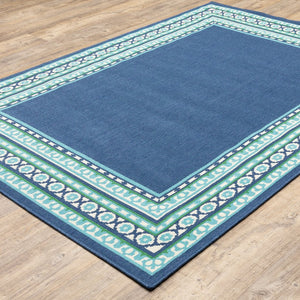 Oriental Weavers Meridian Vibrant Indoor/Outdoor Area Rug With Geometric Patterns - Perfect For Any Space Navy,Green Polypropylene M9650b160230st