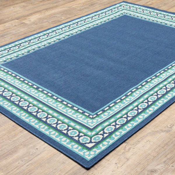 Oriental Weavers Meridian Vibrant Indoor/Outdoor Area Rug With Geometric Patterns - Perfect For Any Space Navy,Green Polypropylene M9650b160230st