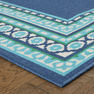 Oriental Weavers Meridian Vibrant Indoor/Outdoor Area Rug With Geometric Patterns - Perfect For Any Space Navy,Green Polypropylene M9650b160230st