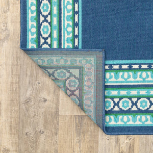 Oriental Weavers Meridian Vibrant Indoor/Outdoor Area Rug With Geometric Patterns - Perfect For Any Space Navy,Green Polypropylene M9650b160230st