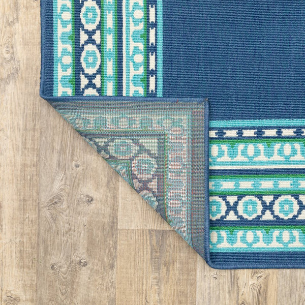 Oriental Weavers Meridian Vibrant Indoor/Outdoor Area Rug With Geometric Patterns - Perfect For Any Space Navy,Green Polypropylene M9650b160230st