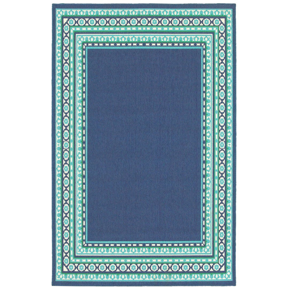 Oriental Weavers Meridian Vibrant Indoor/Outdoor Area Rug With Geometric Patterns - Perfect For Any Space Navy,Green Polypropylene M9650b160230st