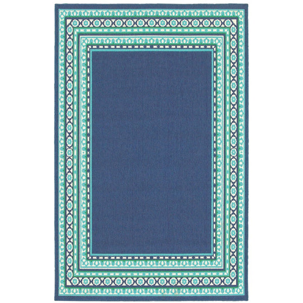 Oriental Weavers Meridian Vibrant Indoor/Outdoor Area Rug With Geometric Patterns - Perfect For Any Space Navy,Green Polypropylene M9650b160230st
