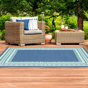 Oriental Weavers Meridian Vibrant Indoor/Outdoor Area Rug With Geometric Patterns - Perfect For Any Space Navy,Green Polypropylene M9650b160230st