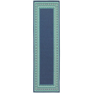 Oriental Weavers Meridian Vibrant Indoor/Outdoor Area Rug With Geometric Patterns - Perfect For Any Space Navy,Green Polypropylene M9650b068230st