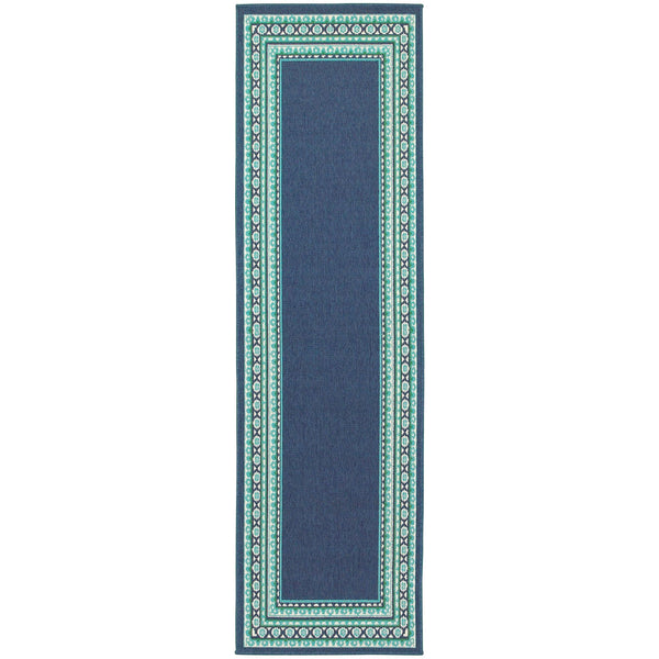 Oriental Weavers Meridian Vibrant Indoor/Outdoor Area Rug With Geometric Patterns - Perfect For Any Space Navy,Green Polypropylene M9650b068230st